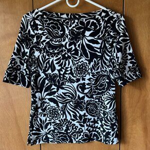 LAUREN Ralph Lauren Floral Stretch Cotton Boatneck Tee